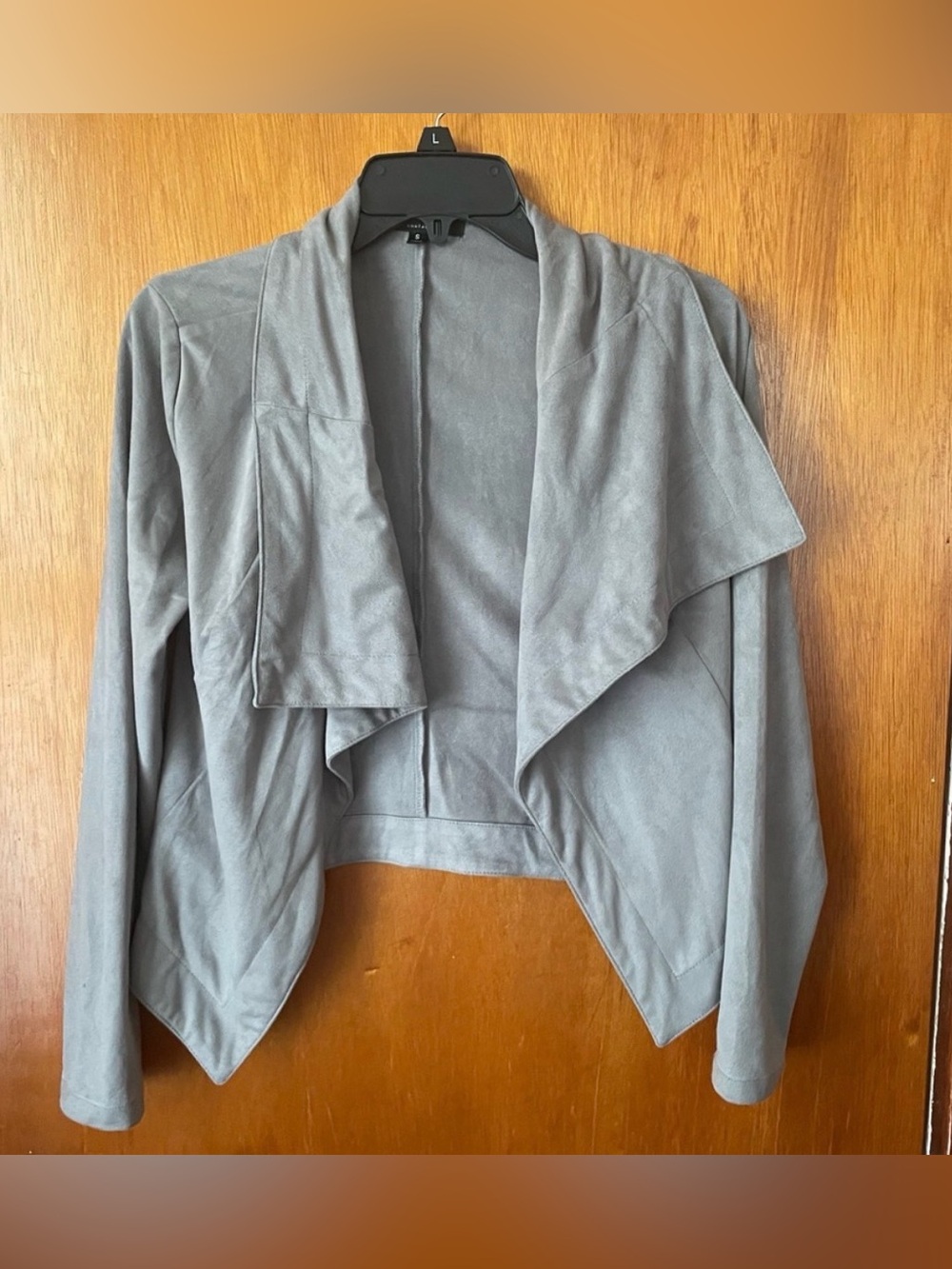 Romeo & Juliet Couture Gray Draped Open-Front Cropped Jacket